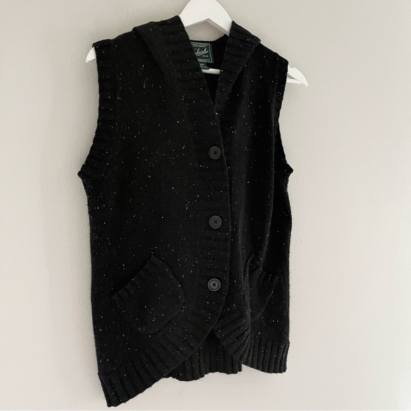 Woolrich Ramie Rabbit Hair Women’s Hooded Vest Black Red White Size Medium - Picture 3 of 8